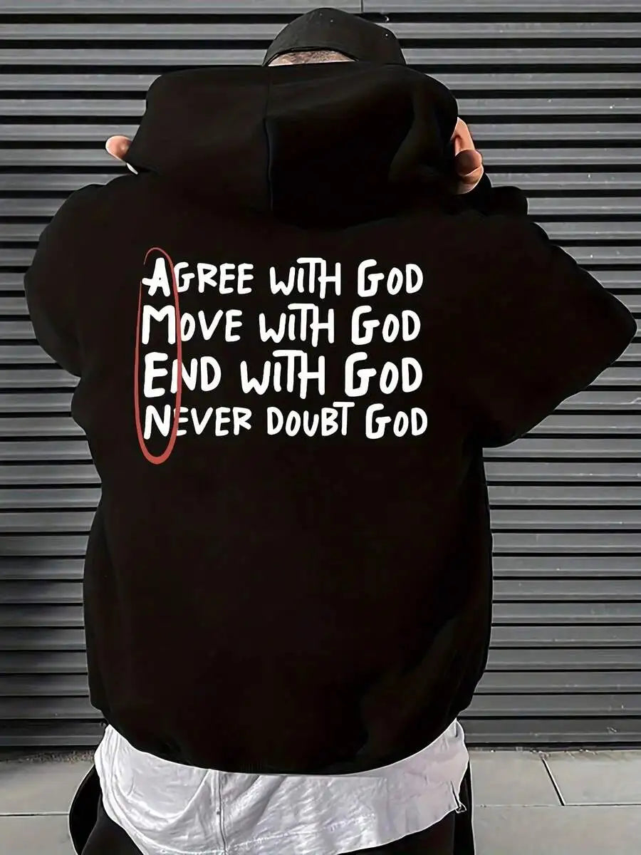 God Letter Print Hoodie