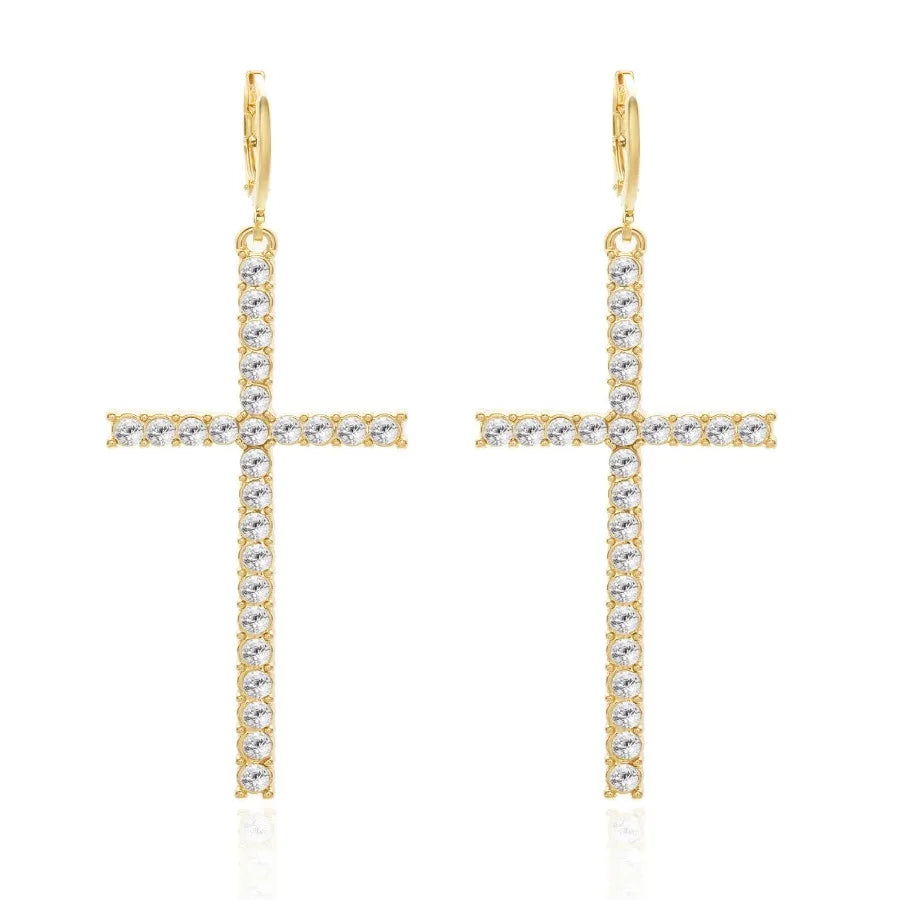 Cross Pearl Drop Earrings