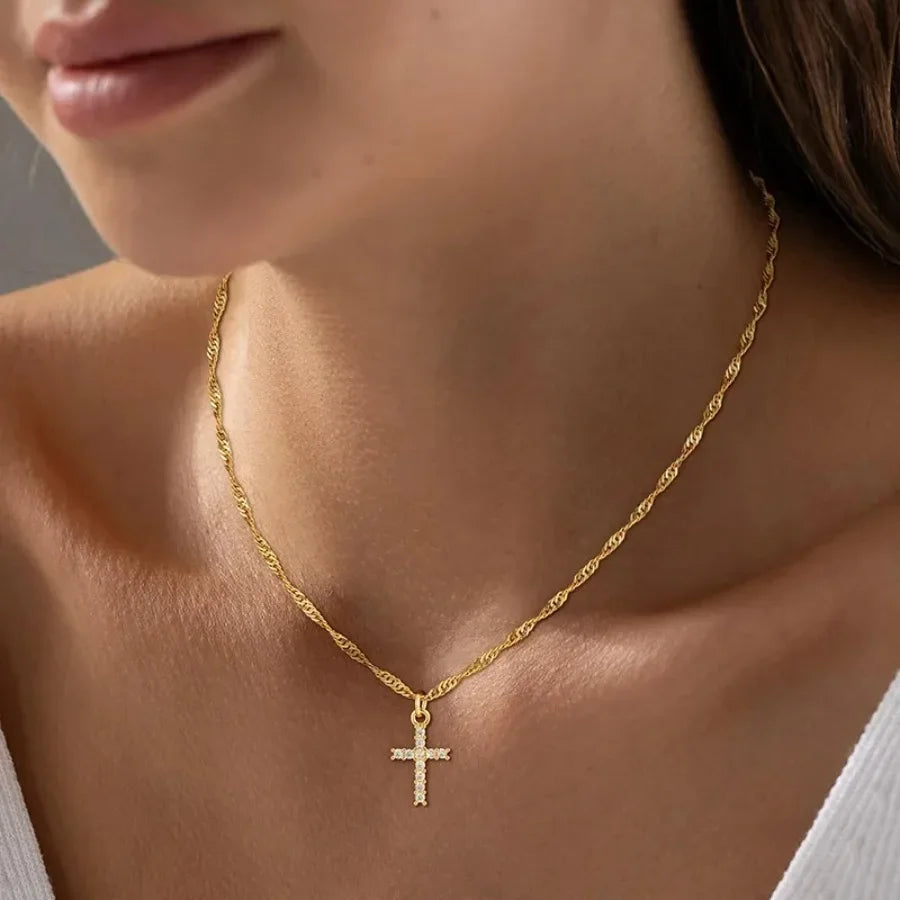Minimalist Gold Cross Necklace