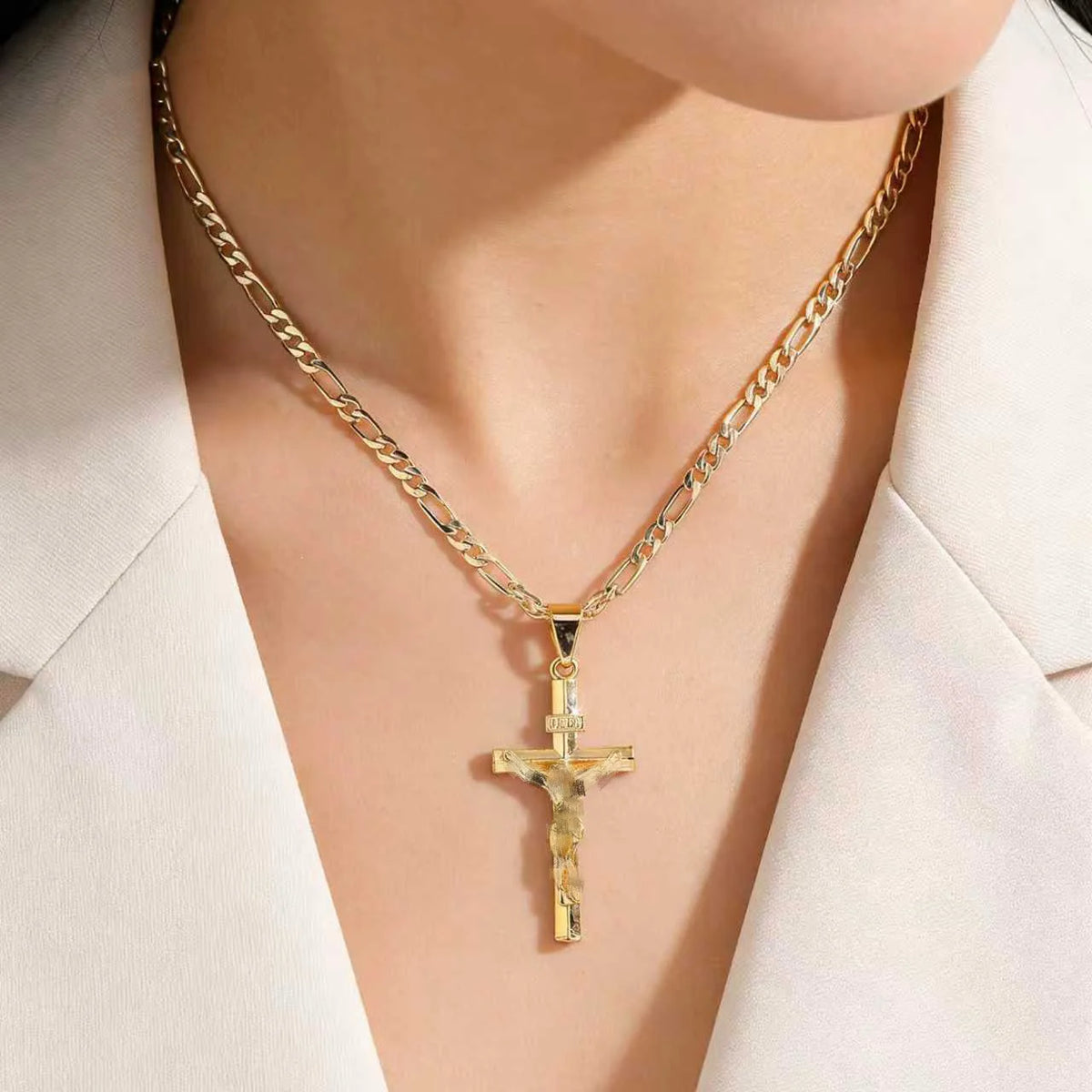 14K Gold Jesus Cross Necklace