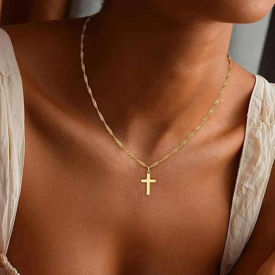 Minimalist Gold Cross Necklace