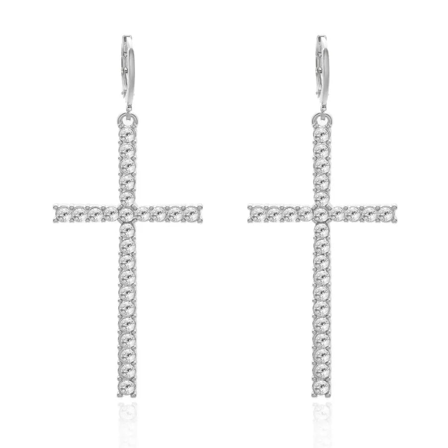 Cross Pearl Drop Earrings