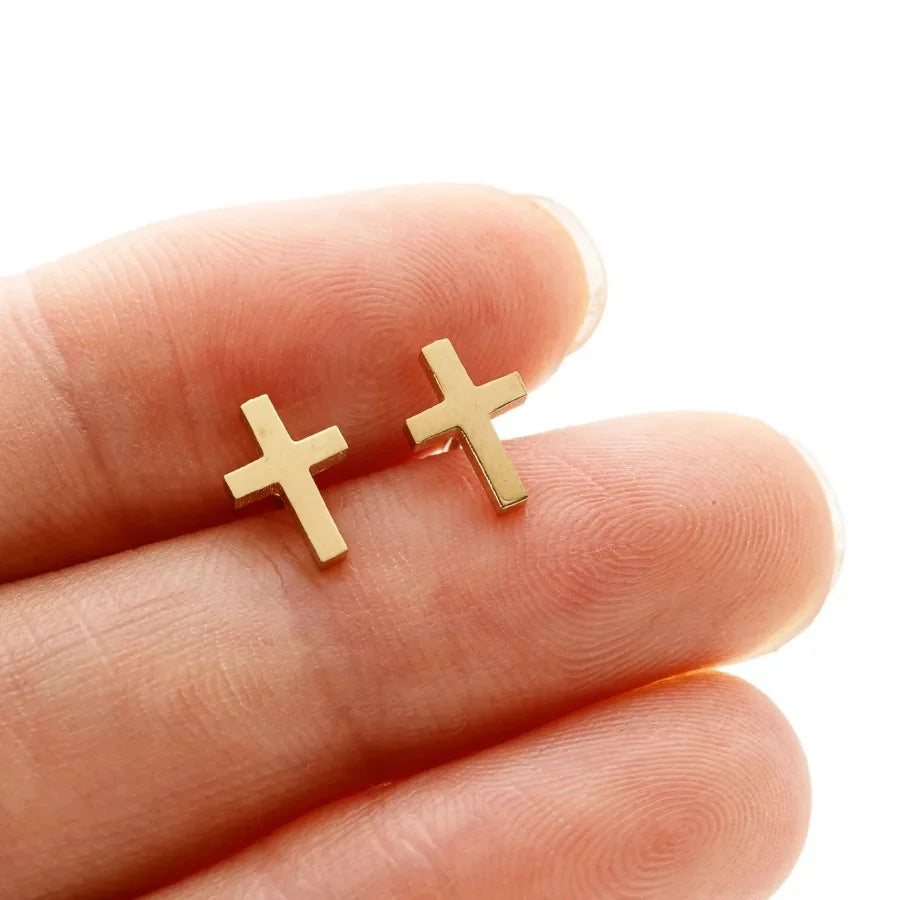 Small Cross Stud Earrings