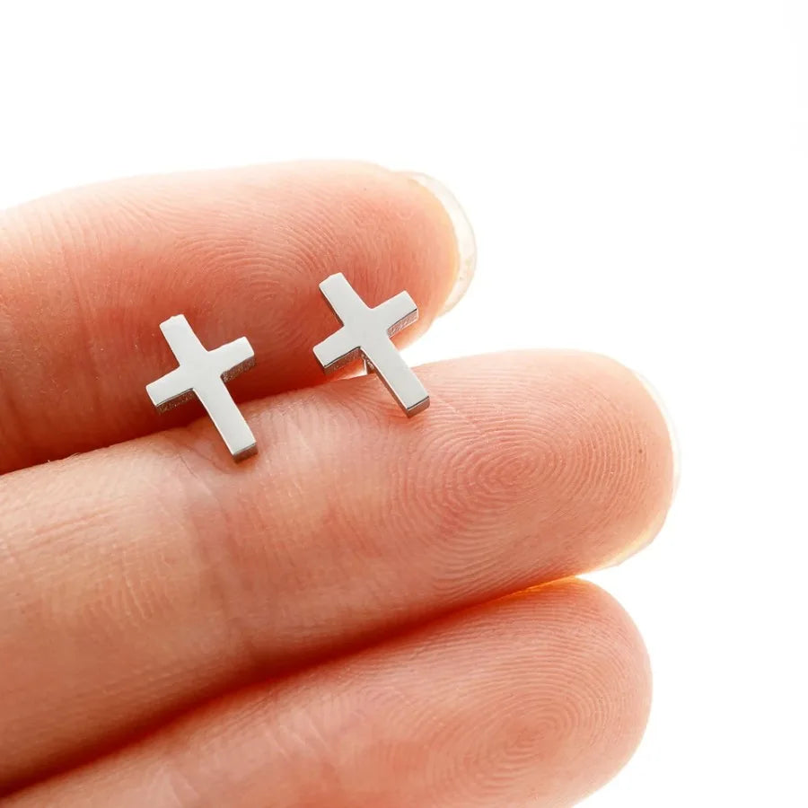 Small Cross Stud Earrings