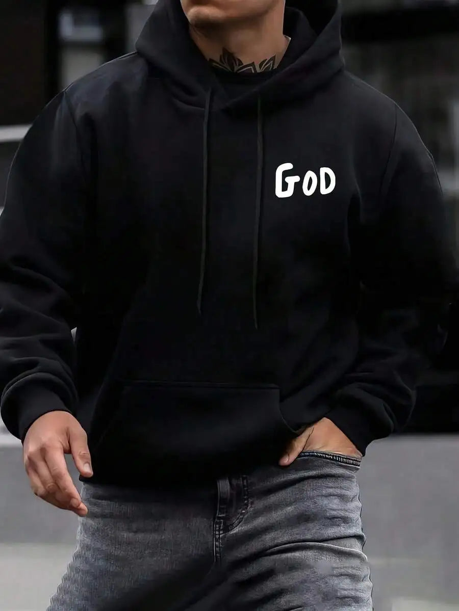 God Letter Print Hoodie